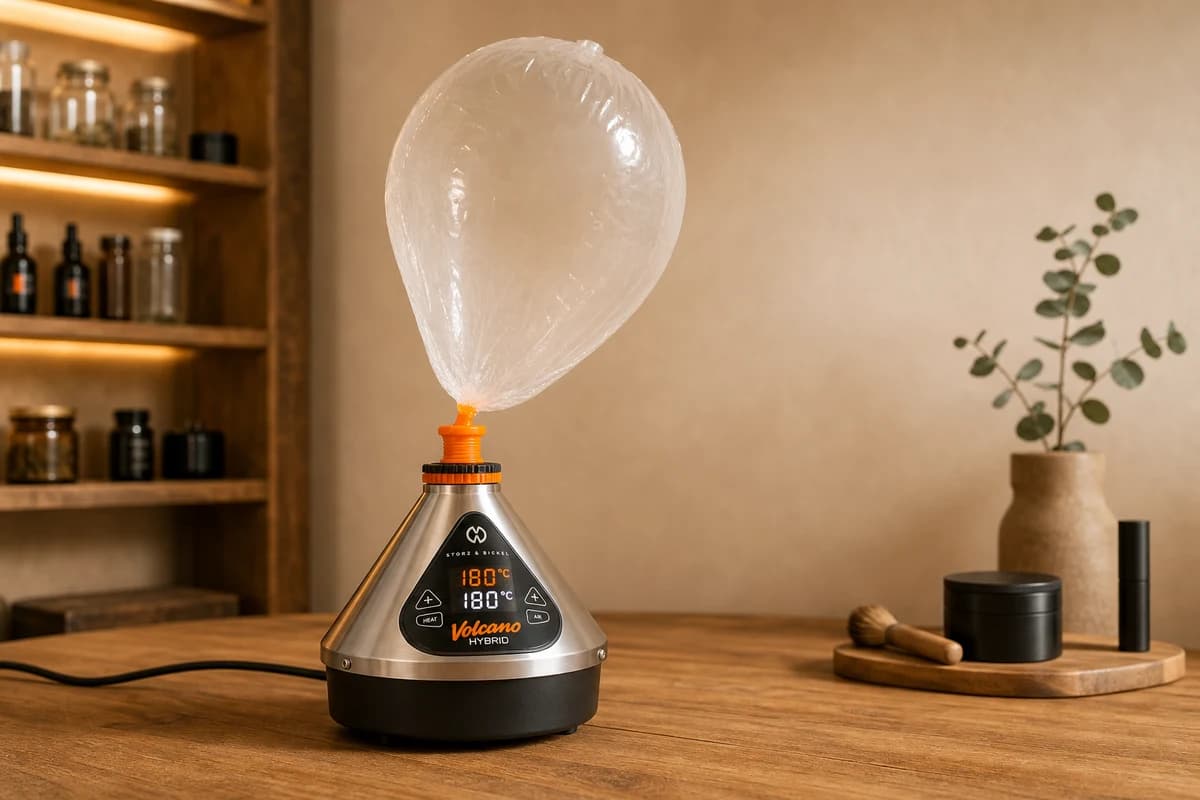 Volcano Vaporizer Ballon befüllen mit Dampf bei eingestellter Verdampfungstemperatur