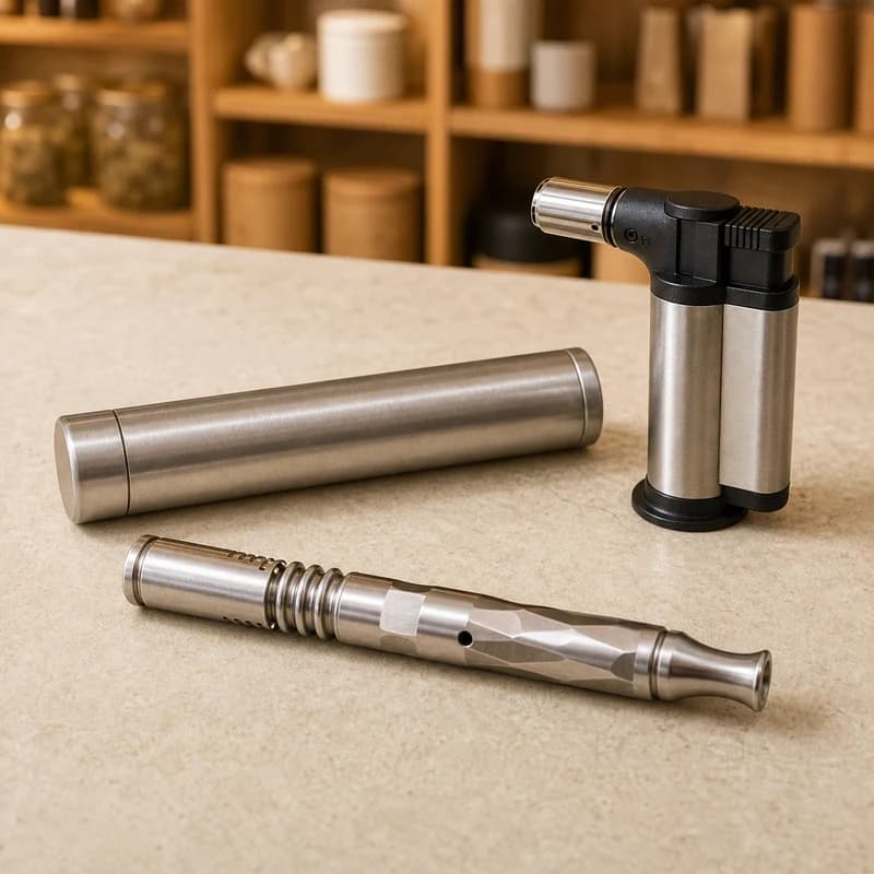 DynaVap M Vaporizer Edelstahl mit Click-Kappe und Feuerzeug