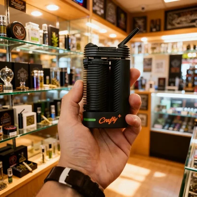 Storz und Bickel Crafty Plus Vaporizer schwarz mit orangem Ring für Konzentrat-Pads